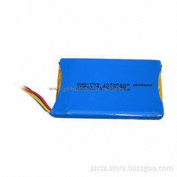 Lithium Polymer Battery Pack with 3.7V Voltage, 1,800mAh Capacity 103450AR cell
